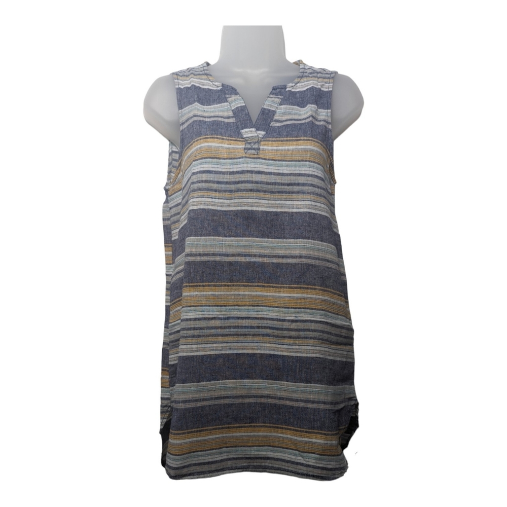 Beach Lunch Lounge Women's Size XS Striped Linen Cotton Summer Sleeveless Tunic